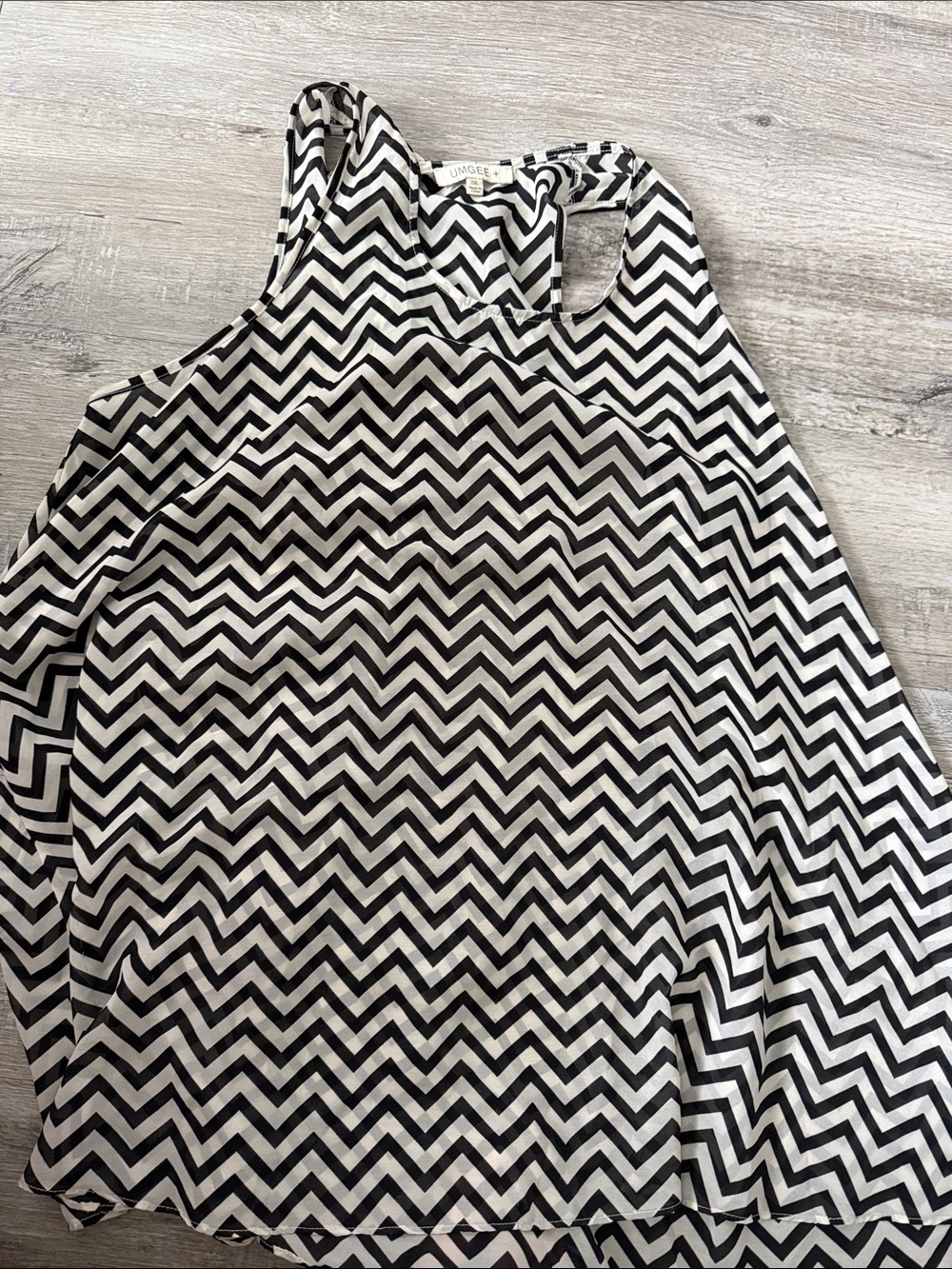 Umgee Black & White Chevron A-Line Skirt